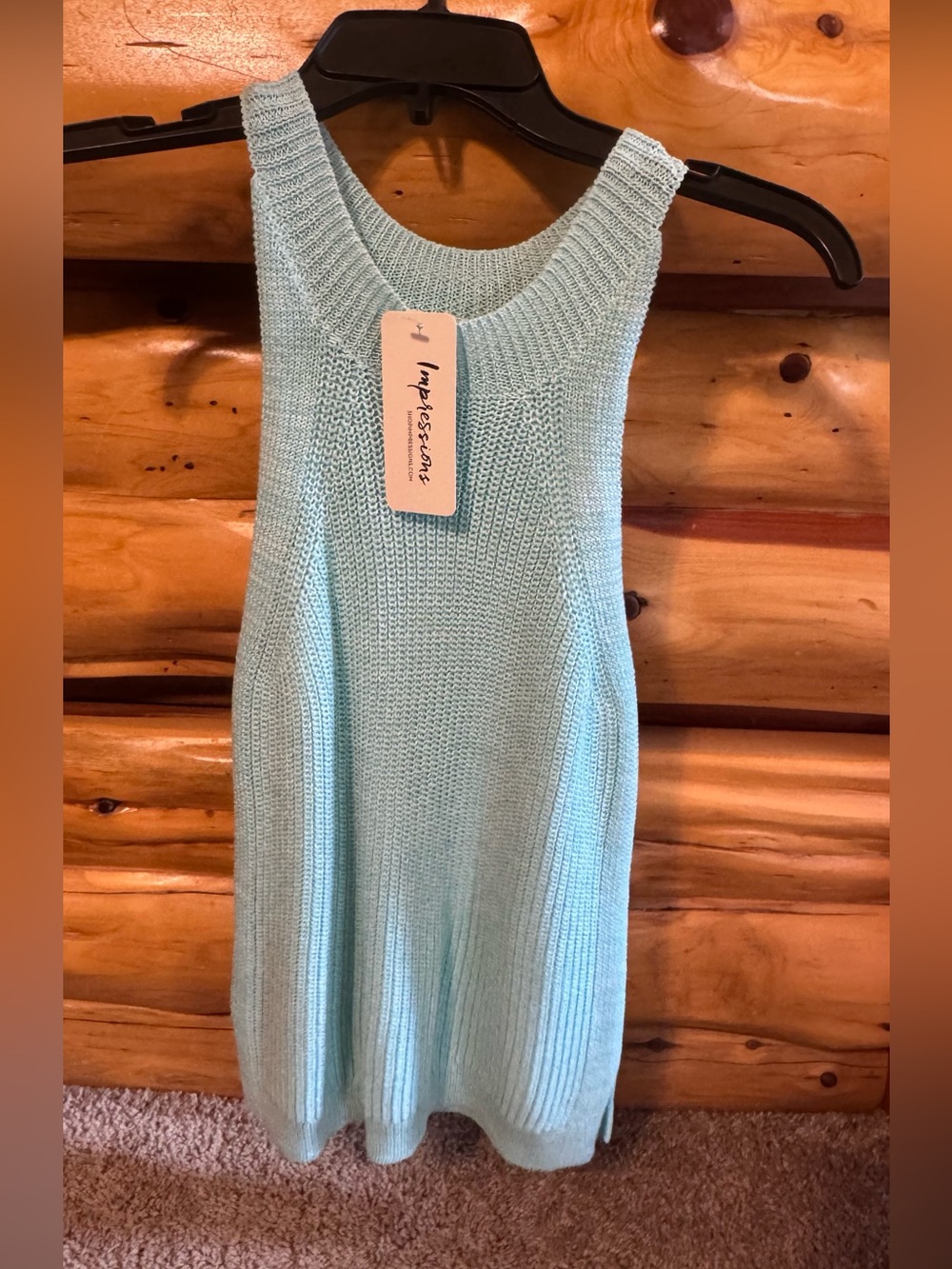 Impressions Aqua Ribbed Knit Tank